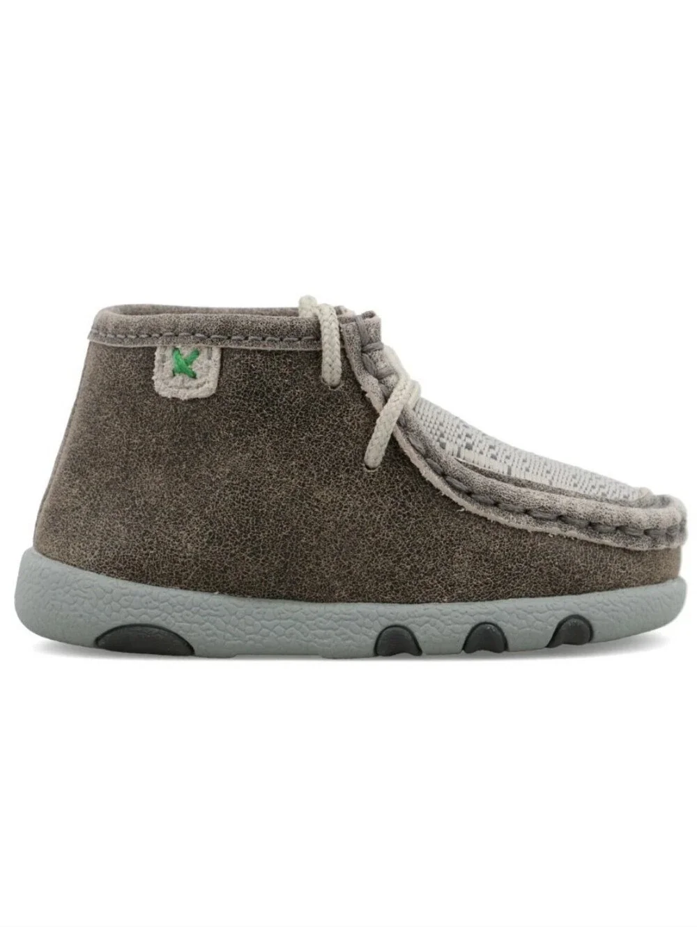 Kids Twisted X Grey Leather Chukka Driving Moccasin Shoes Size 8 Comfort